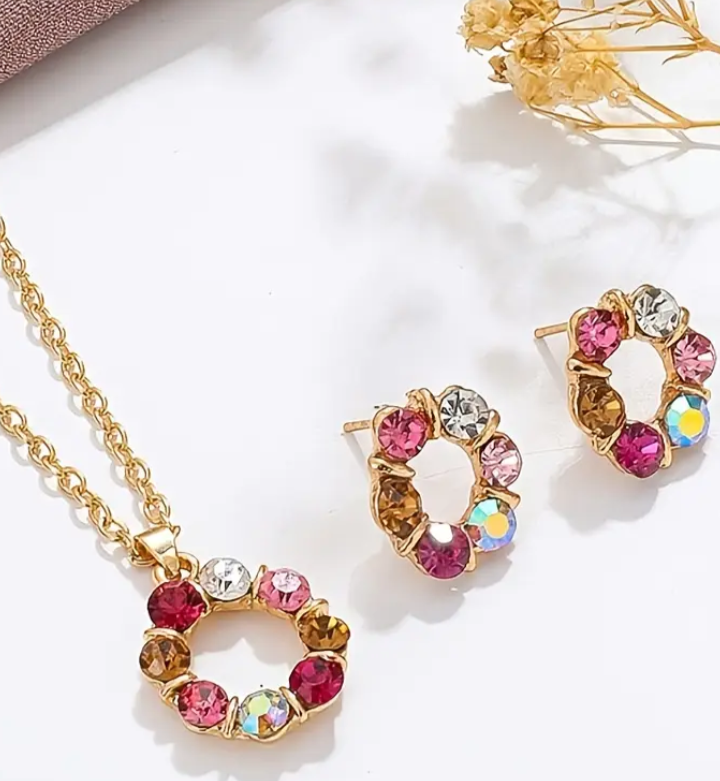Sparkling Flower Jewelry Set