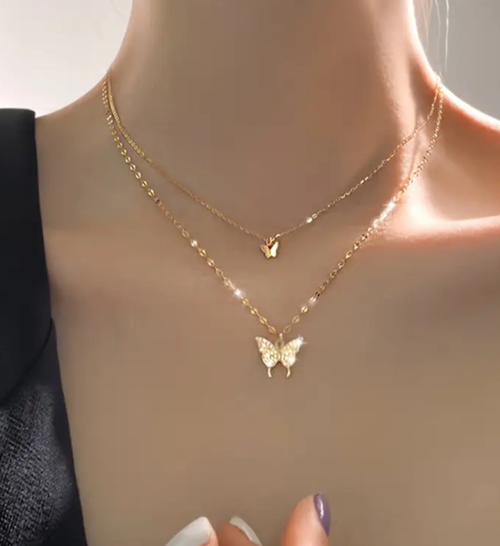 Butterfly Double Layer Necklace