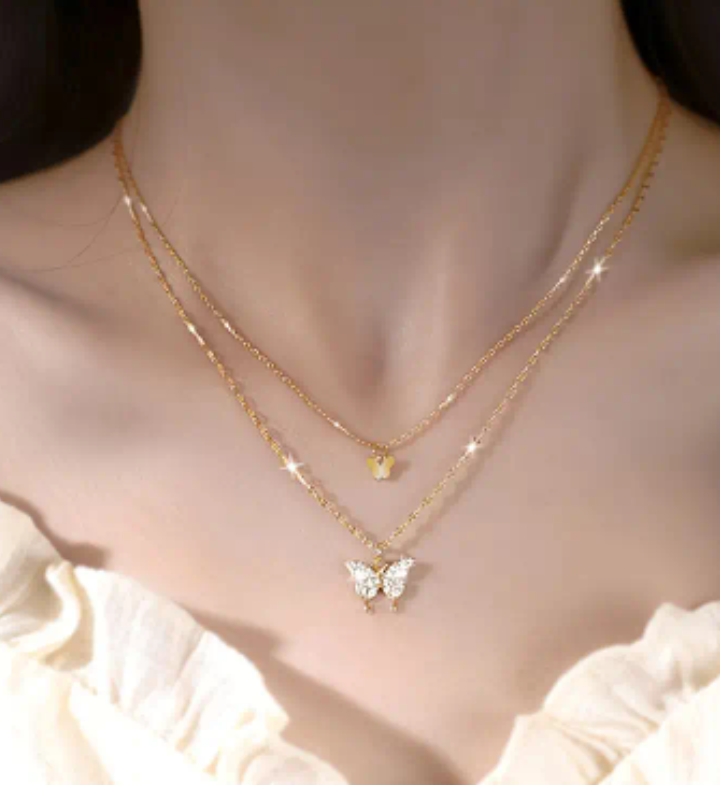 Butterfly Double Layer Necklace