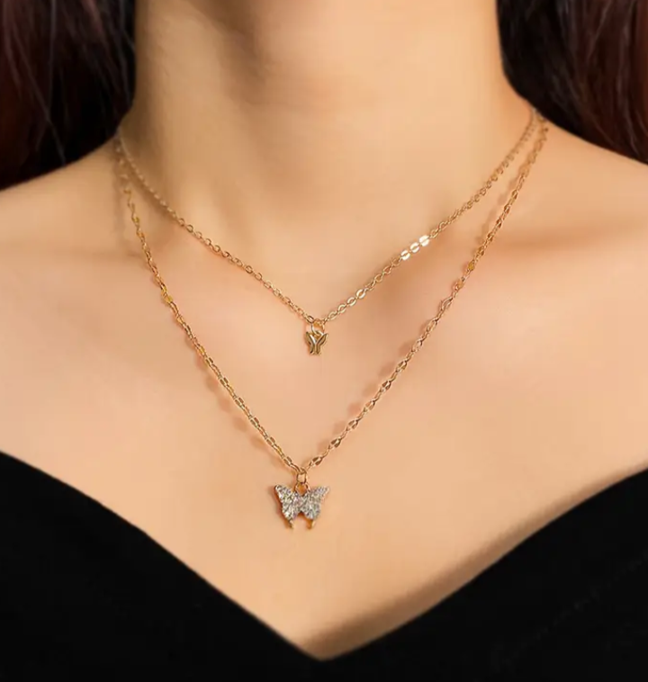 Butterfly Double Layer Necklace