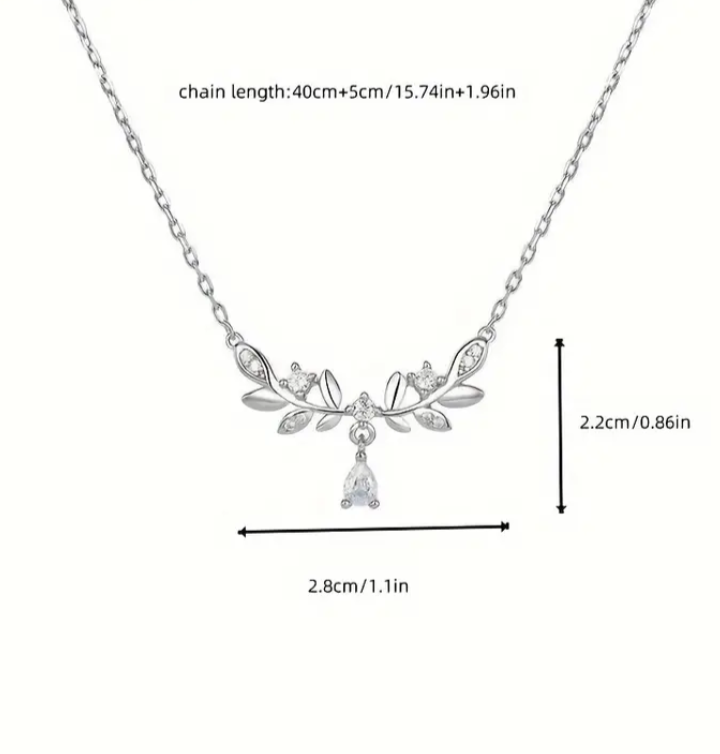 Silvery Laurel Brench Necklace