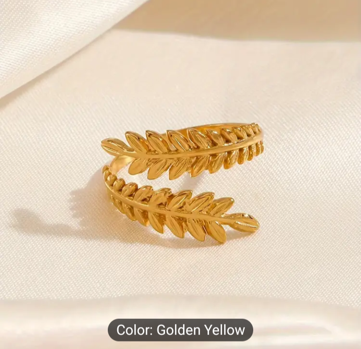 Leaf Design Cuff Ring