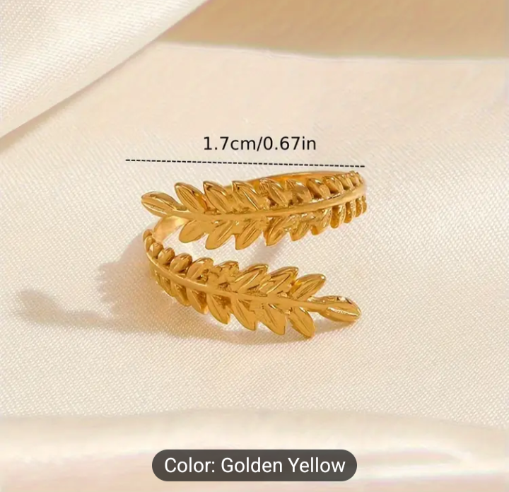 Leaf Design Cuff Ring