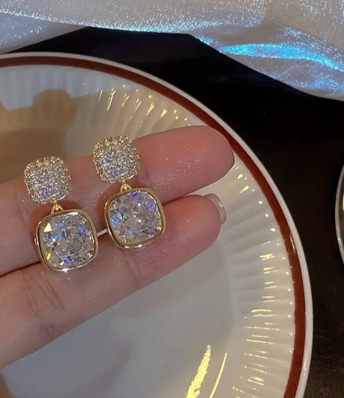 Square Dangle Stud Earrings