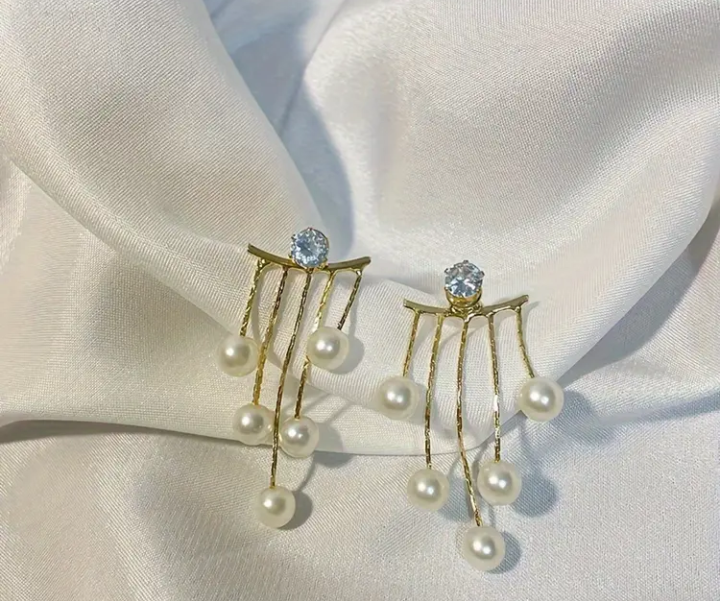 Long Pearl Tassel Earrings