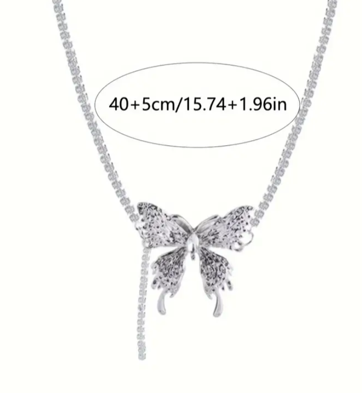 Sparkling Butterfly Tassel Necklace