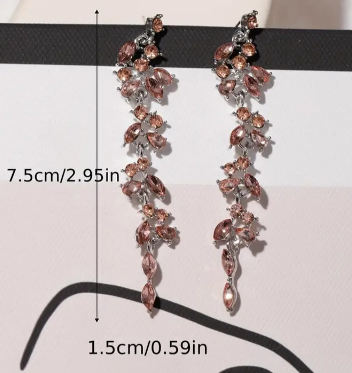 Leaf Design Long Earrings