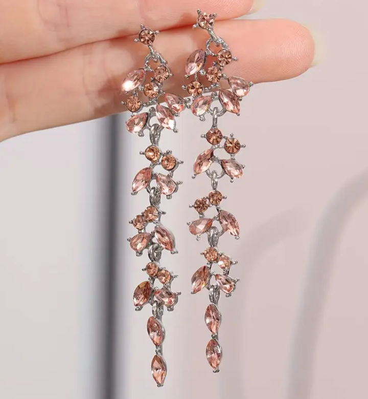 Leaf Design Long Earrings