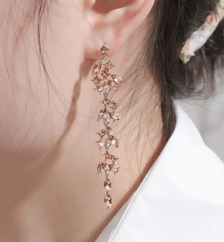 Leaf Design Long Earrings