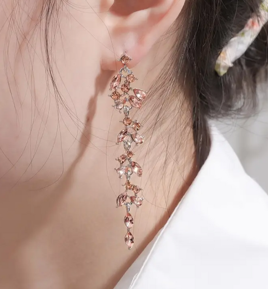 Leaf Design Long Earrings