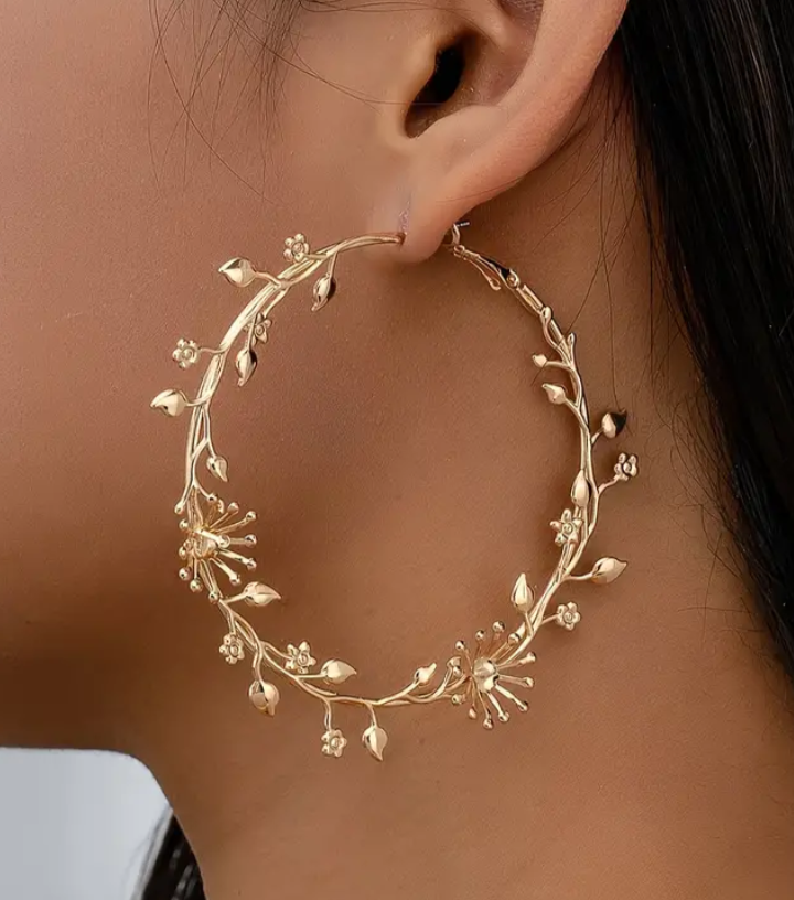 Earrings Floral Branch Leaf