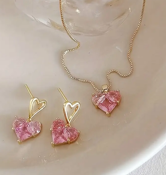 Pink Heart Zirconia Set