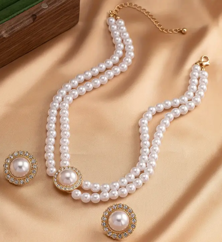 Pearl & Glass Double Layer Set