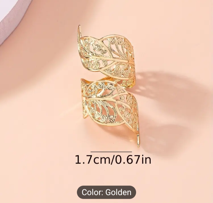 Rotating Golden Plated Ring(Hollow Leaf)