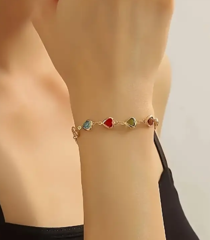 Colorful Heart Charm Bracelet