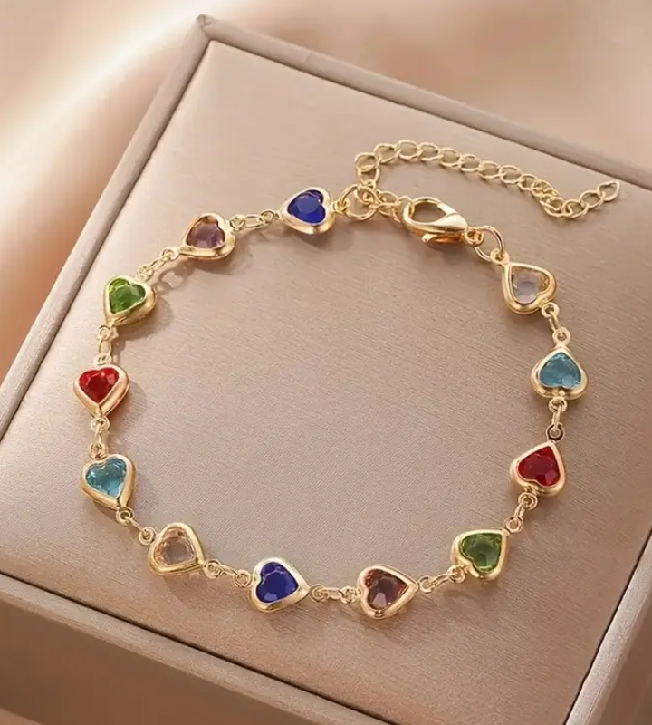 Colorful Heart Charm Bracelet