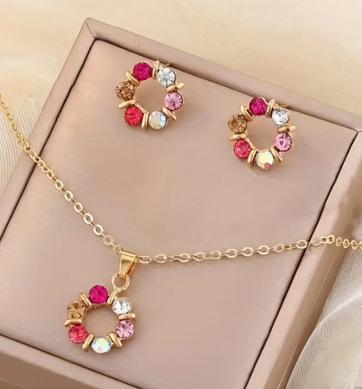 Sparkling Flower Jewelry Set