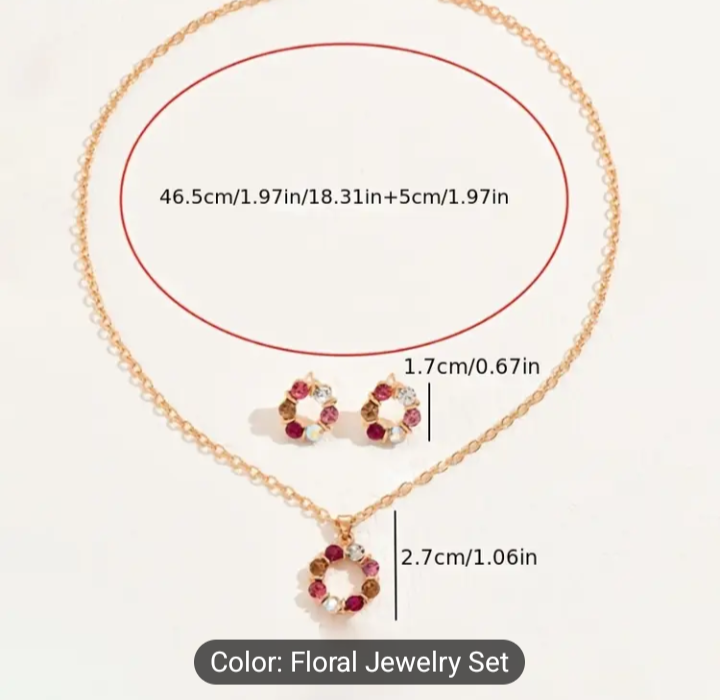 Sparkling Flower Jewelry Set