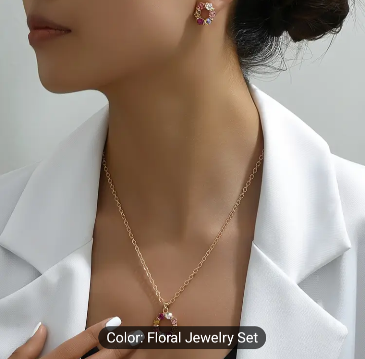 Sparkling Flower Jewelry Set