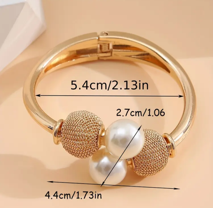 Large Pearl Open Bangle