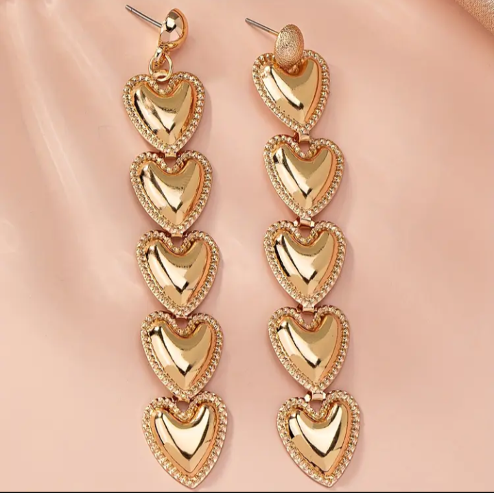 Heart Shaped Long Earrings