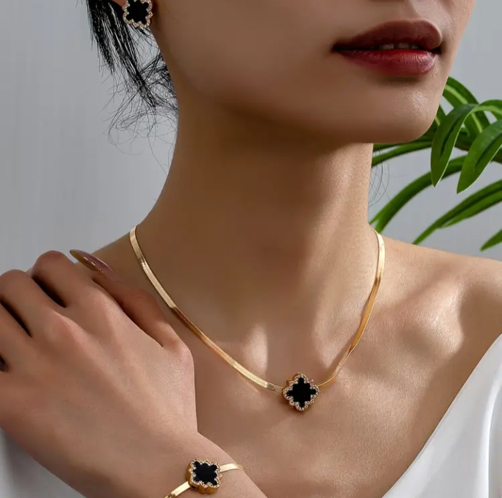 Flower Pendant Set 14k Gold Plated