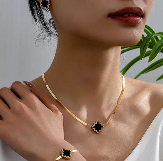 Flower Pendant Set 14k Gold Plated