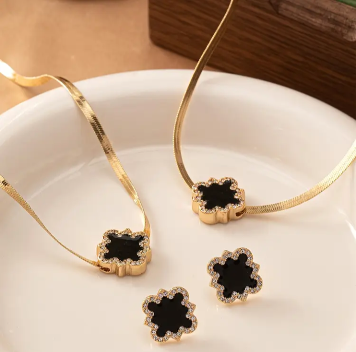 Flower Pendant Set 14k Gold Plated