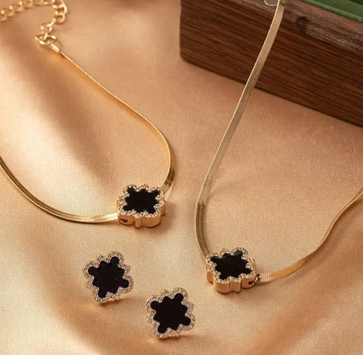 Flower Pendant Set 14k Gold Plated