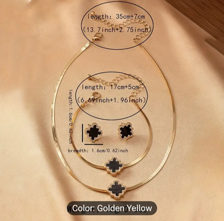 Flower Pendant Set 14k Gold Plated