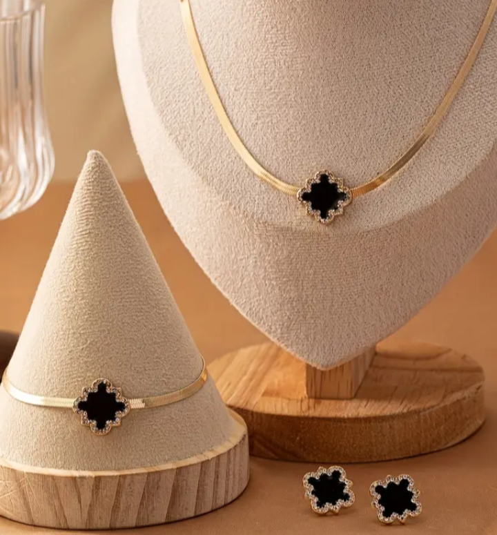 Flower Pendant Set 14k Gold Plated