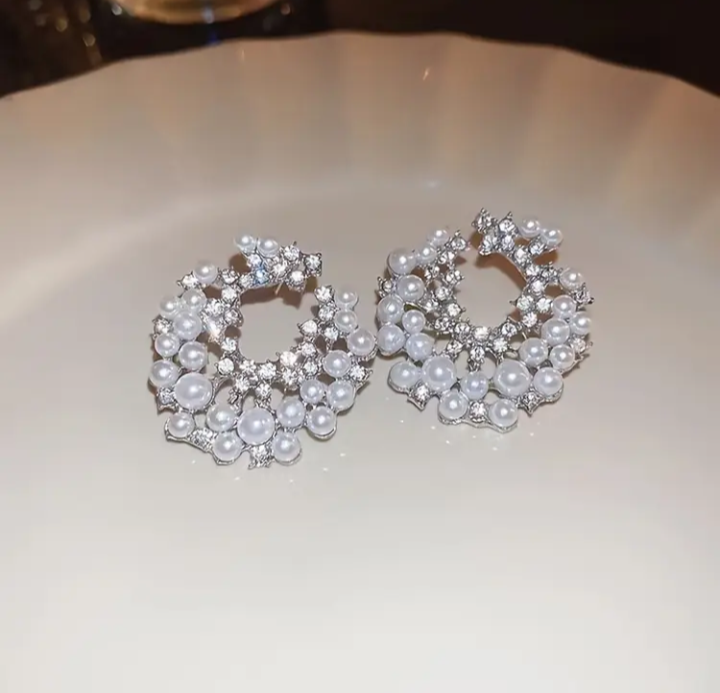 French Round Pearl Cute Earrings