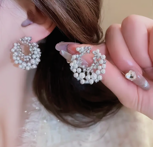 French Round Pearl Cute Earrings