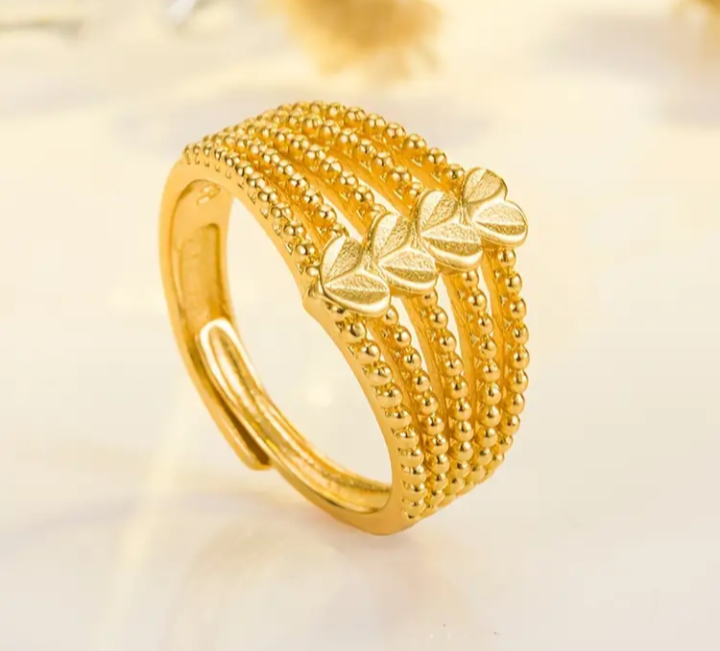 Heart  Decor Golden Tone Ring