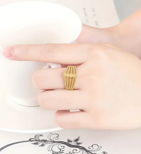 Heart  Decor Golden Tone Ring