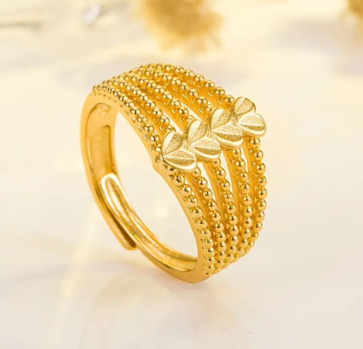 Heart  Decor Golden Tone Ring