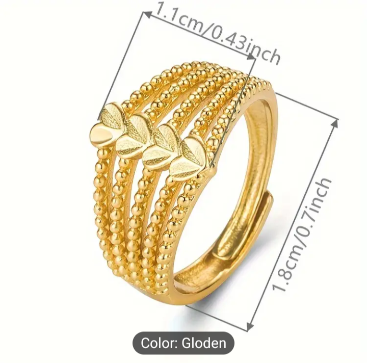 Heart  Decor Golden Tone Ring