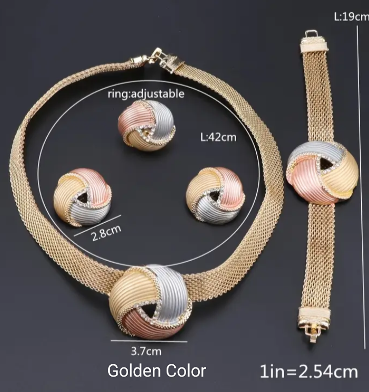 Golden Round Rhinestone Set