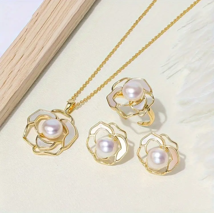 Flower Pearl Jewelry Set